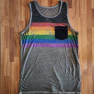 Well Worn Rainbow and Grey Tank Top Medium